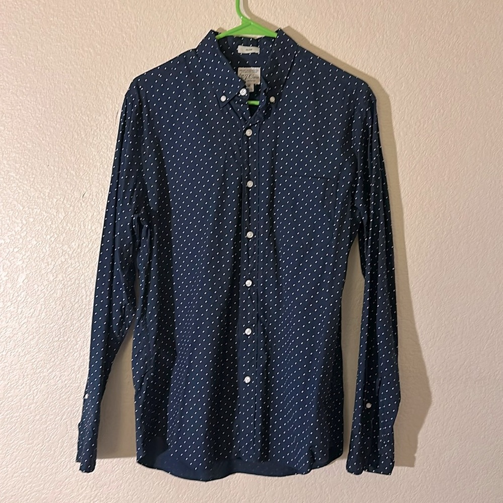 Men’s J. Crew Slim stretch Secret Wash cotton poplin shirt - M - Slim Fit
